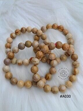 Yellow Caramel Alashan Agate Bracelet- #A030